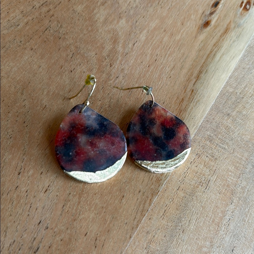 Elegant Gold and Multicolor Teardrop Earrings